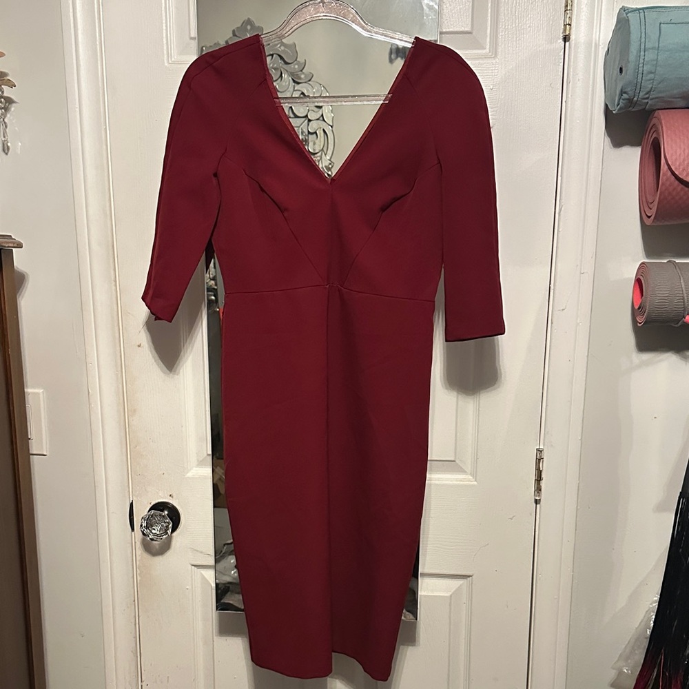 Zara Burgundy Long Sleeve Dress